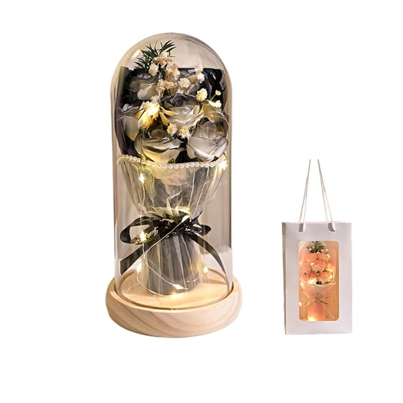 Black Eternal Flower Bouquet Preserved Rose Arrangement In Timeless Design As A Romantic Gift For Valentine'S Day Birthday And Special Occasions