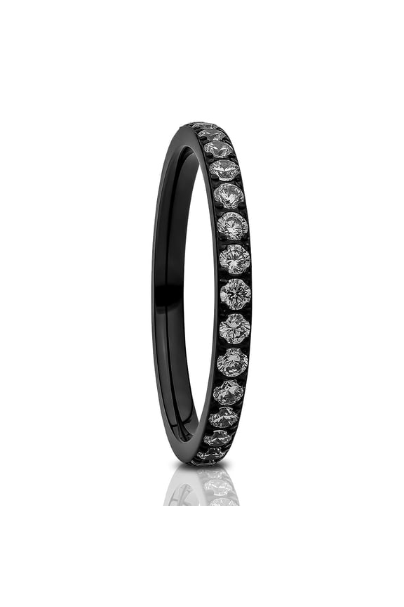 Black Eternity Ring,Titanium Ring,CZ Wedding Ring,Ladies Wedding Ring,Anniversary Ring,Engagement Ring