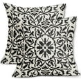 thumbnail image 1 of Black Ethnic Boho Pillow Covers 20 X 20 Inch Bohemian Carpet Style Vintage Flower Print Decorative Throw Pillows Outdoor Linen Square Cushion Case Farmhouse Decor for Home Sofa Bed Set of 2, 1 of 6