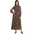 thumbnail image 1 of Black Ethnic Motif Printed Chiffon Flared Maxi Dress With Buttons., 1 of 5