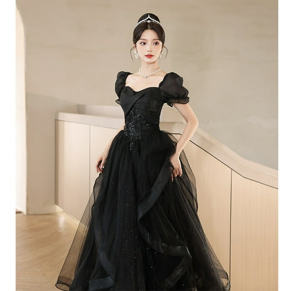 Black Evening Banquet Temperament High-end French Evening Dress