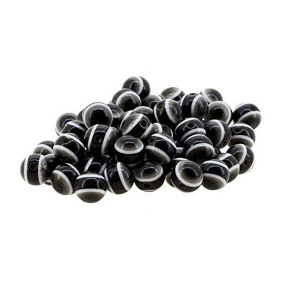 Black Evil Eye Beads 8mm 150 Round Greek and Turkish Eye Beads for Jewelry Making, Charms, Ornaments; by Mandala Crafts
