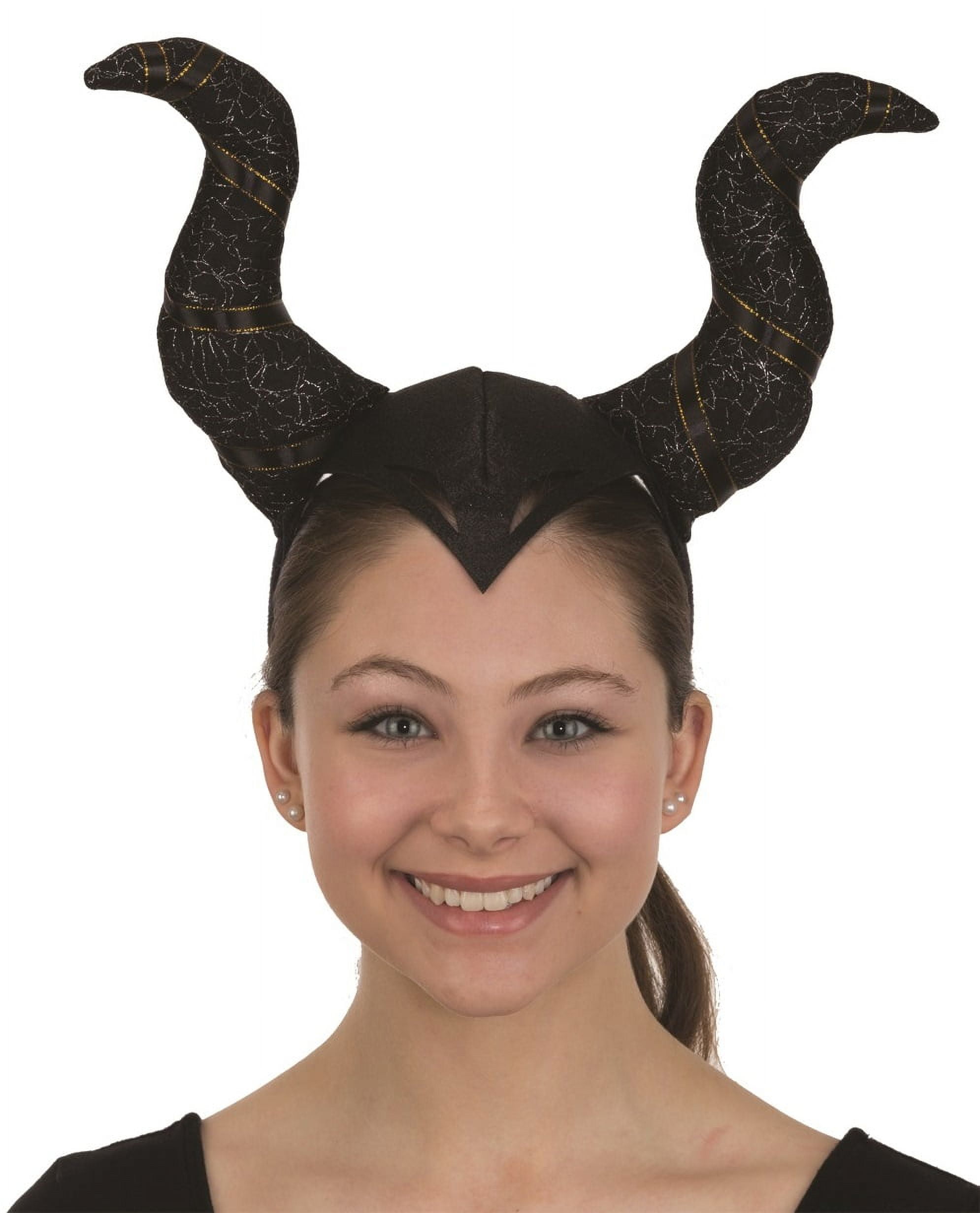 Black Evil Queen Glitter Horns Headband Headdress Medieval Costume