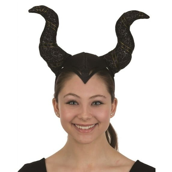 Black Evil Queen Glitter Horns Headband Headdress Medieval Costume Accessory