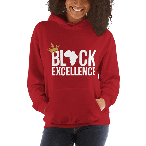 Black Excellence (White) Unisex Hooded Sweatshirt