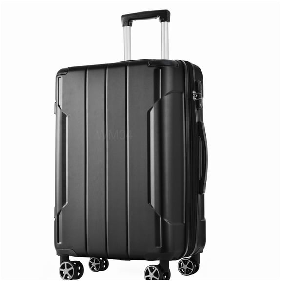 Black Expandable Hardshell Suitcase 28 Inch, ABS Check-In Luggage with Smooth Rolling Wheels