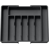 Black Expandable Kitchen Utensil Storage Box Retractable Drawer Organizer For Forks Spoons Knives Countertop Or Drawer Use 13X14.96X2.17 In To 22.44X14.96X2.17 In 1.21 Lb