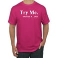 thumbnail image 1 of Black Expression Try Me. Malcolm X 1963 Men's Graphic T-Shirt, Fuschia, X-Large, 1 of 3