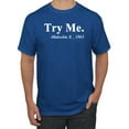 thumbnail image 1 of Black Expression Try Me. Malcolm X 1963 Men's Graphic T-Shirt, Royal, Large, 1 of 3