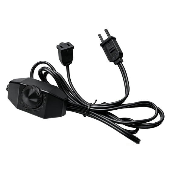 Black Extension Cord with Dimmer Switch, 6FT/1.8m Lamp Dimmer, 2 Prong Rotary Control for 120V 150W Dimmable LED/Halogen/Incandescent Lights