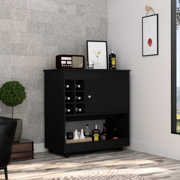 Black Exterior Style - Six Bottle Cubbies - Wine Tasting Area - Present Bottles Nicely