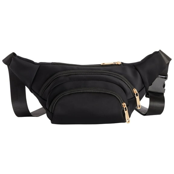 Zodaca Black Extra Large Fanny Pack Plus Size, Crossbody Bag with Adjustable Belt Straps Fits 34-60 Inch Waist (Expands to 5XL)