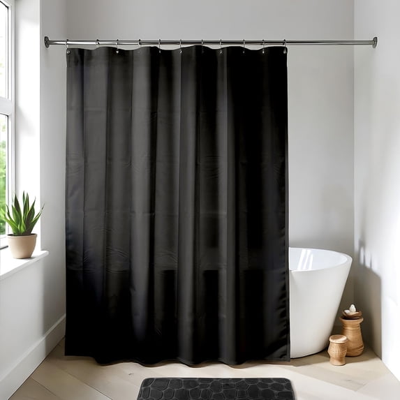 Black Extra Long Waterproof Shower Curtain Liner 71x79 Inches