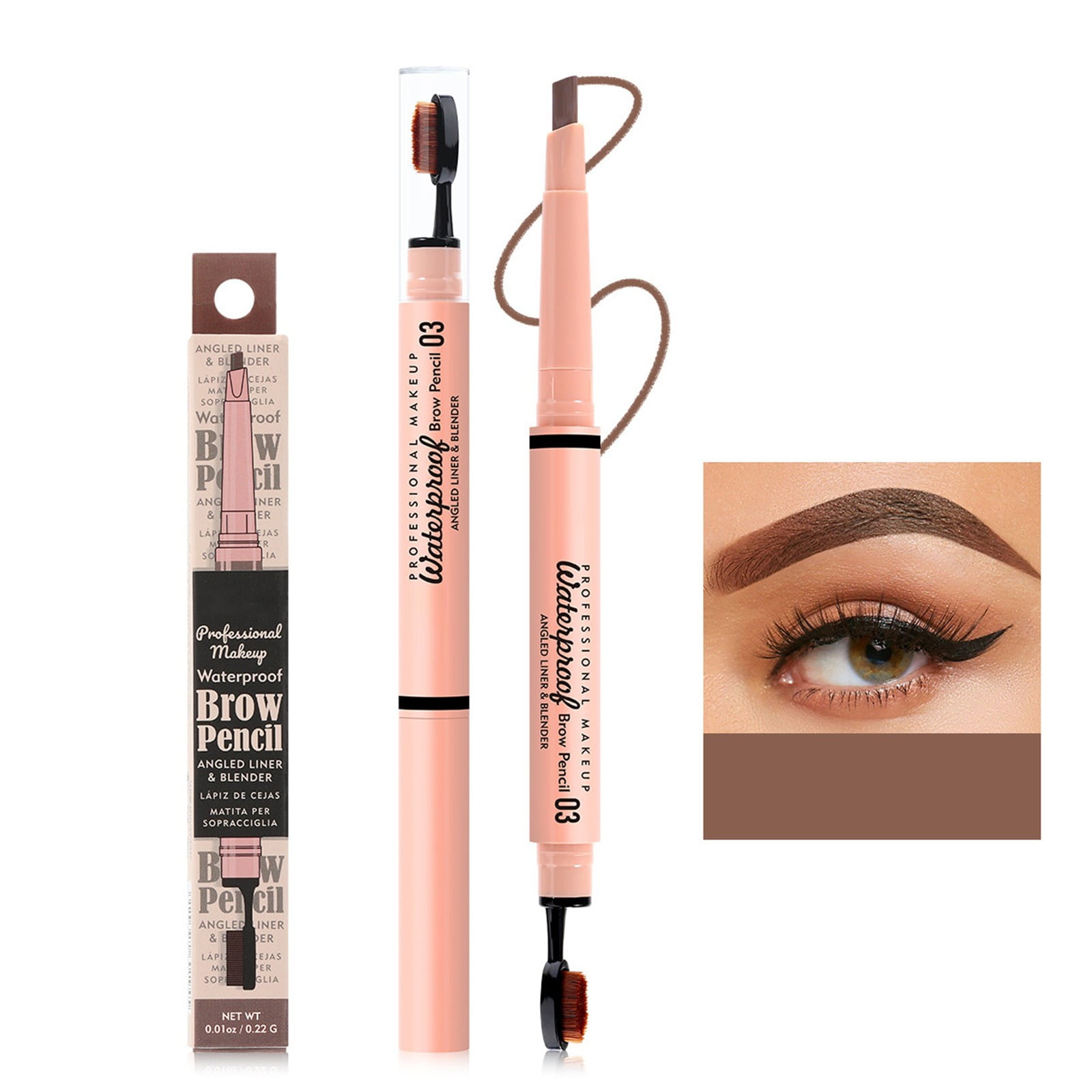 Black Eyebrow Pencil, Double Ended Eyebrow Pencil with Replacement Tip