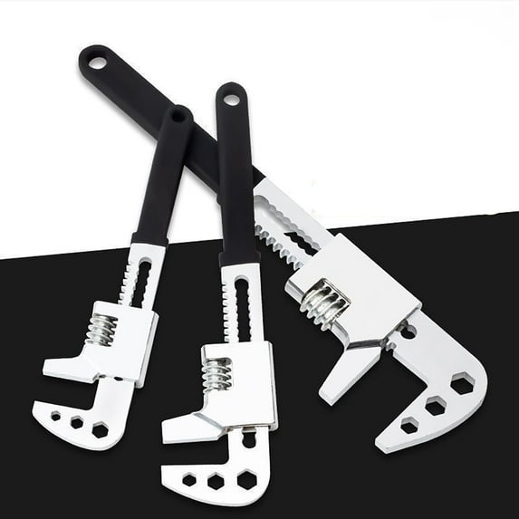 Black F-Type Multi-functional Adjustable Wrench Right Angle Plumbing Tool Hex Wrench with TPR Rubber Grip