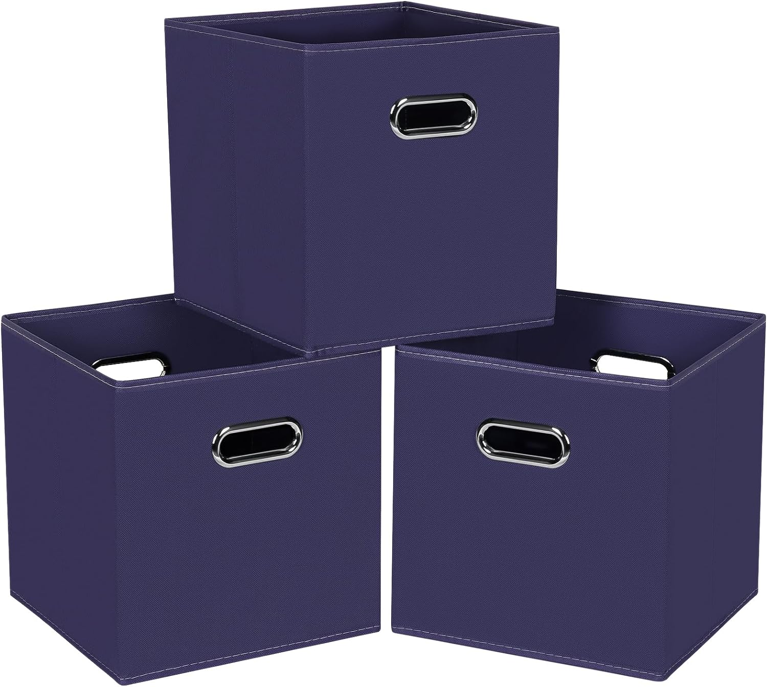 Black Fabric Cubes Storage Containers, Foldable Storage Bins with Dual