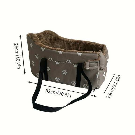 Black Fabric Dog Car Seat - Portable Booster with Paw Print Design | Comfortable Armrest & Headrest for Small/Medium Dogs