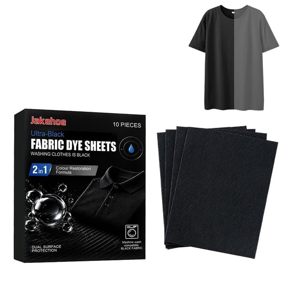 Black Fabric Dye Sheets, Clothing Color Restorer BlackClothes Dye, Blackening Restore Color Sheets, Long-Lasting Washing Machines FabricDye Tablets for Jeans, Pants, Clothes