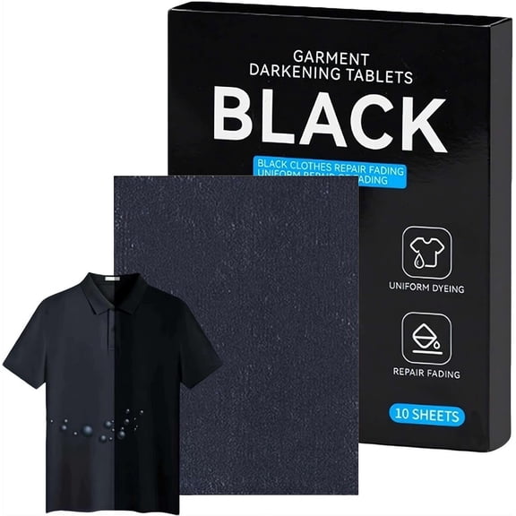 Black Fabric Dye Tablets - Pack of 10 Durable Textile Dye, Washing Machines Fabric Dye Tablets, For Polyester Cotton Linen Wool Restoration Washing Machine