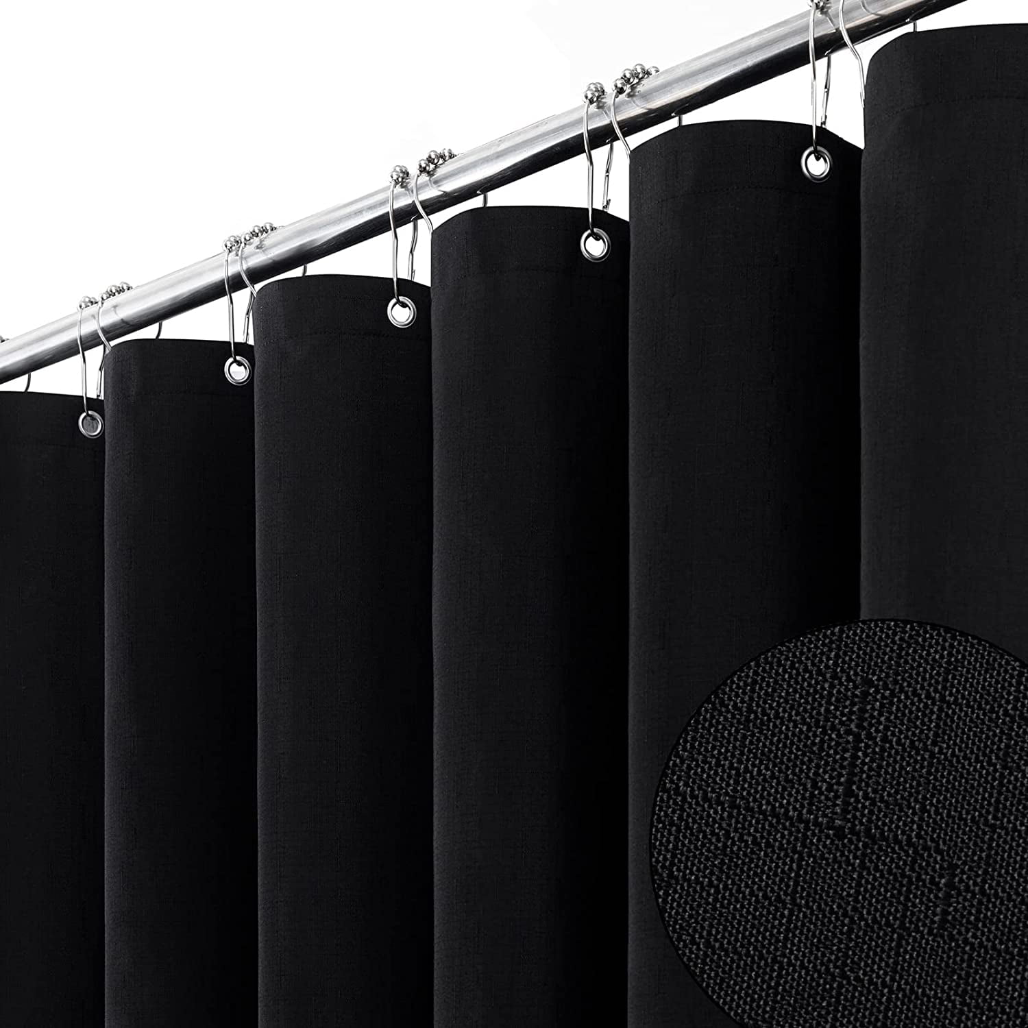 Lifup Linen Texture Shower Curtain – Waterproof Polyester, 94x71 Inches, Weighted Hem, Metal Grommets