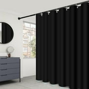 Black Fabric Shower Curtain Liner & Hooks, MAZBFF 72 "x72" Polyester Fabric Waterproof Mildew Resistant Shower Curtain & Hooks 12pcs
