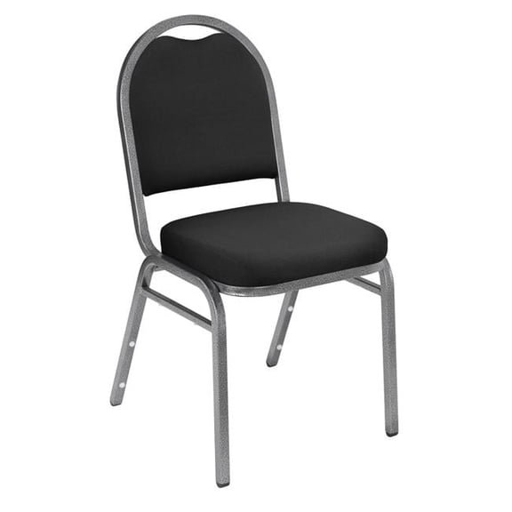 Black Fabric with Silver Frame Padded Stack Chair