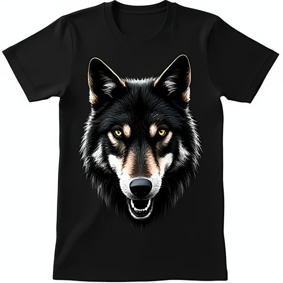 Black Face Graphic T-Shirt Bold Design with Yellow Eyes