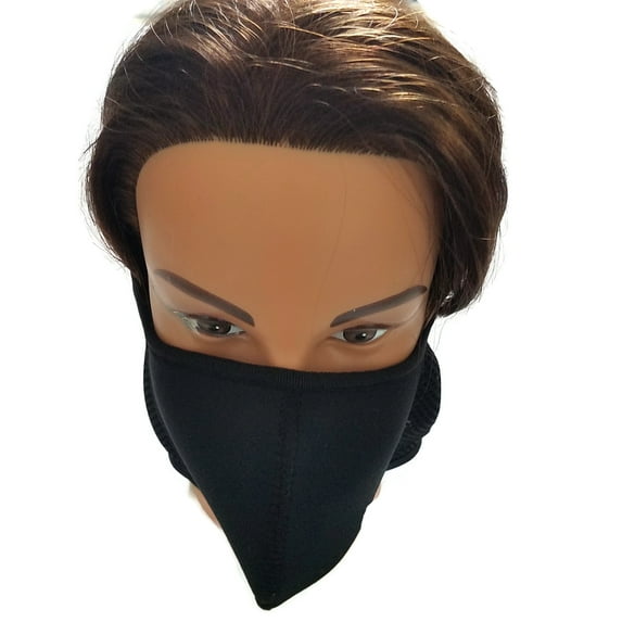 Black Face Mask Reusable Neoprene, Half Face Mask - Black