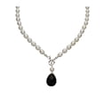 thumbnail image 1 of Black Faceted Glass Briolette Freshwater Cultured Pearl Lariat Toggle Necklace, 1 of 3