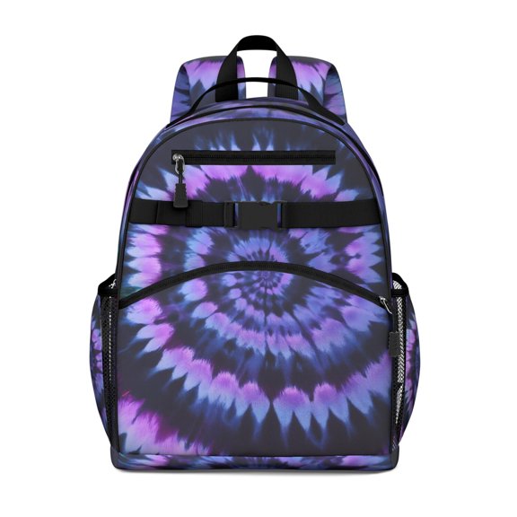 Blue Purple Tie Dye Pattern Backpack for School,Cute School Bag,Schoolbag with Adjustable Shoulder Straps & Padded Back,15.25"x11.5"x5.25"