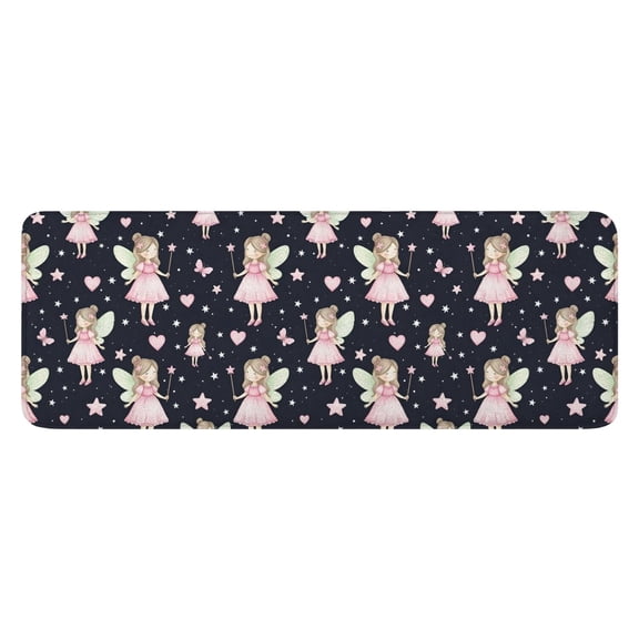 Black Fairy Star Pattern Kitchen Rug Mat,Kitchen Runner Rugs Non Skid Washable,Decorative Kitchen Floor Mats for Kitchen,Sink,Laundry,17"x47.2"