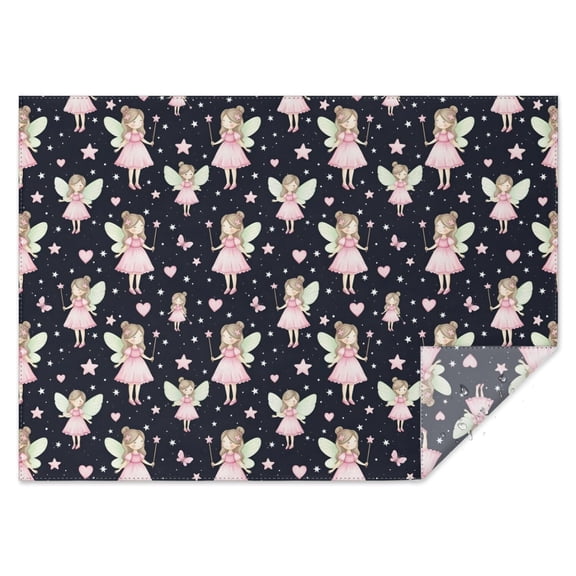 Black Fairy Star Pattern Rectangle Tablecloth 60"x84",Waterproof Polyester Rectangle Table Cloth, Wipeable Spillproof Polyester Tablecloth for Dining, Camping, Indoor and Outdoor