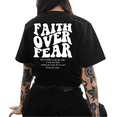 thumbnail image 1 of Black Faith Over Fear Psalm 118:6 White T-Shirt Christian Faith Religious Belief Inspirational Message Casual Wear Tops S-5XL, 1 of 5