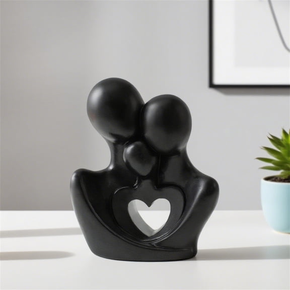Black Family Statue Elegant Desktop Art Sculpture Resin for Home Decoration