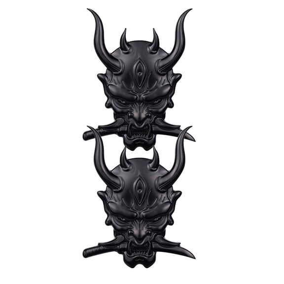Black Fangs Samurai Metal Skull Car Sticker Devil Decal