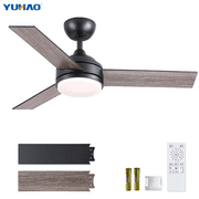 YUHAO 42 inch Modern Ceiling Fans,Black Low Profile Reversible 6-Speed,Quiet DC Fan,3CCT LED Dimmable, Remote Control for Bedroom,Living Room.