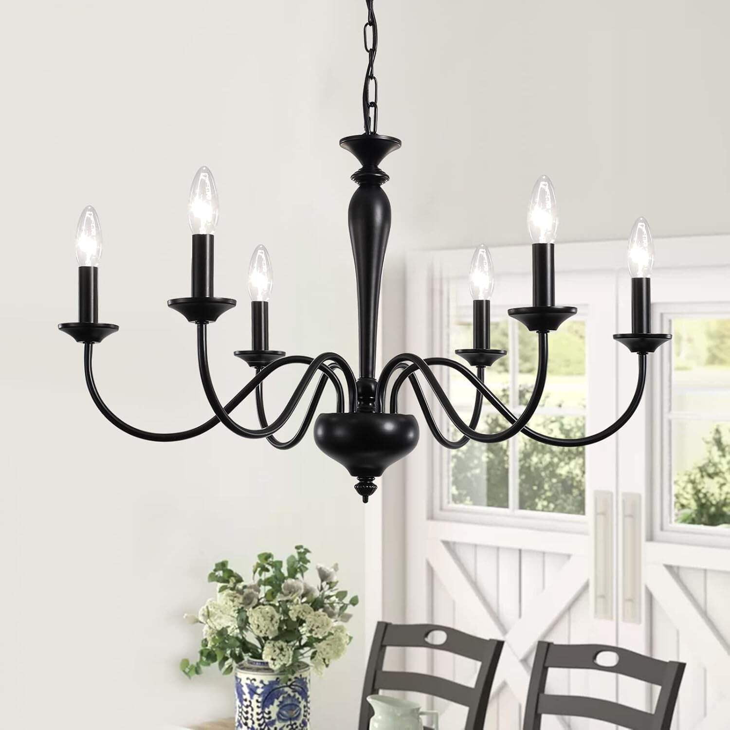 Black Farmhouse Chandelier 6 Light French Country Chandelier Rustic