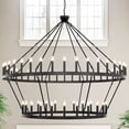 thumbnail image 1 of Black Farmhouse Chandelier 64-Light 70 Inch, Extra Large Black Round Rustic Candle Farmhouse Pendant Light Fixture for High Ceilings, Dining Room Living Room Kitchen Island Foyer Entryway, 1 of 7