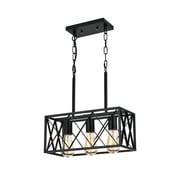 KEESFU 3-Light Black Farmhouse Kitchen Island Pendant Lighting Fixture