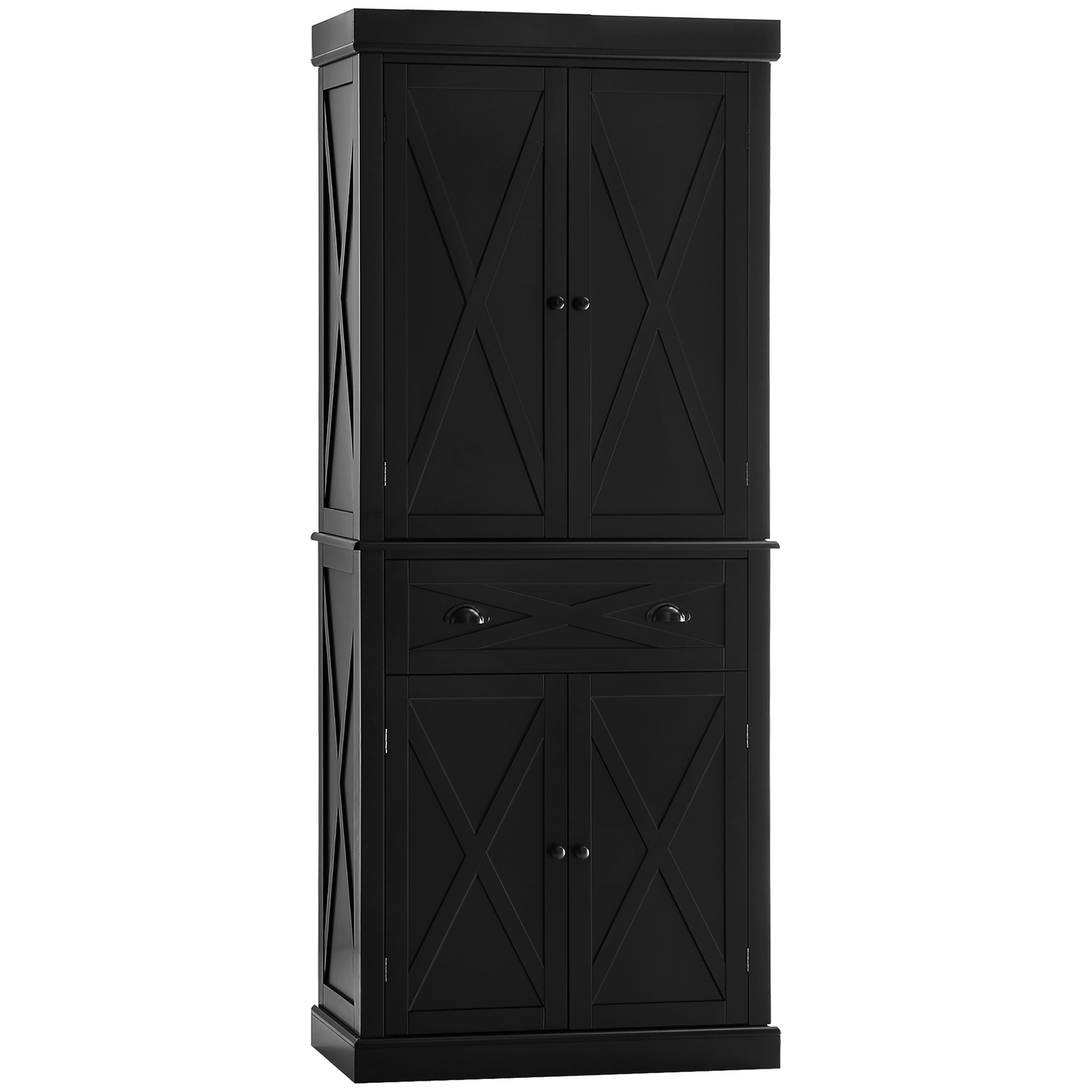Black Farmhouse Pantry Cabinet with Anti - Tipping Feature - Secure ...
