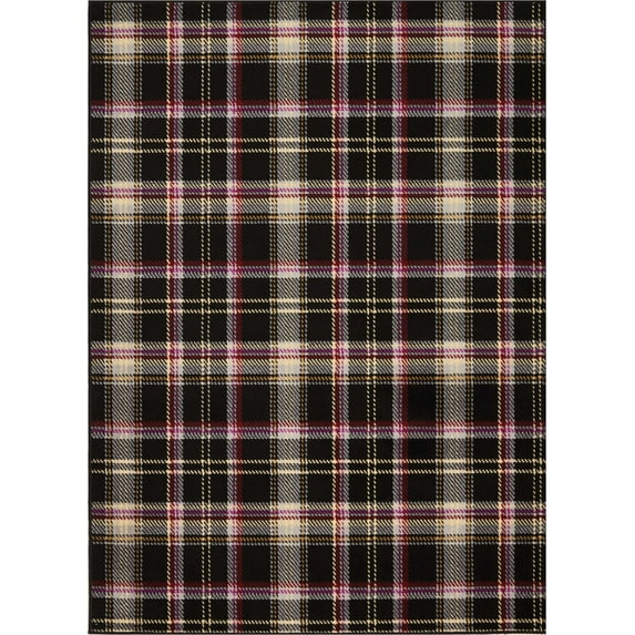 Black Farmhouse Plaid Area Rug by Pinewood Grove