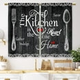 thumbnail image 1 of Black Farmhouse Rustic Kitchen Curtains Wooden Wood Small Short Cafe Window Curtains Vintage Fork Spoon Retro Barn Bathroom Living Room Bedroom Window Drapes Treatment 2 Panels (27.5x36 Inch), 1 of 6
