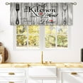 thumbnail image 1 of Black Farmhouse Rustic Kitchen Curtains Wooden Wood Small Short Cafe Window Curtains Vintage Fork Spoon Retro Barn Bathroom Living Room Bedroom Window Drapes Treatment 2 Panels (27.5x39 Inch), 1 of 5