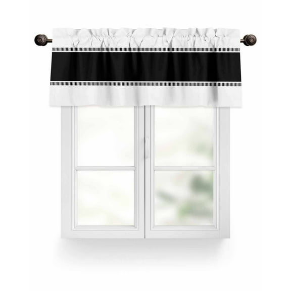 Black Farmhouse Striped Kitchen Valances for Windows White Valance Curtains&nbsp; for Kitchen /Living Room/Bedroom/ Bathroom Decor, 54"x18 " ,Rod Pocket 1 Panel,
