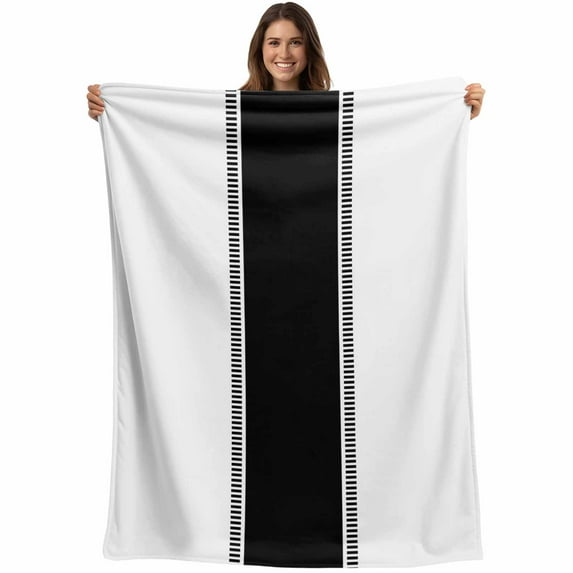 Black Farmhouse Striped Throw Blankets, White Soft Fleece Blanket Decorative for Home Sofa Couch Chair Living Bedroom, 30x40 Inches,
