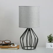 Black Farmhouse Table Nightstand Lamp Metal Cage with Hollow Base