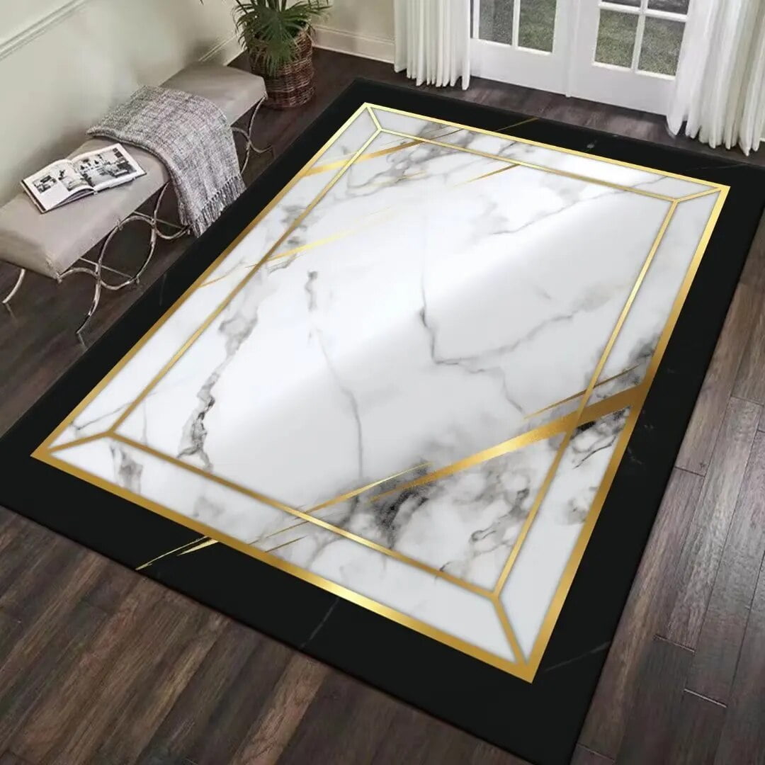 Black Fashion for Living Room Carpets Bedroom Decor Nonsslip Floor