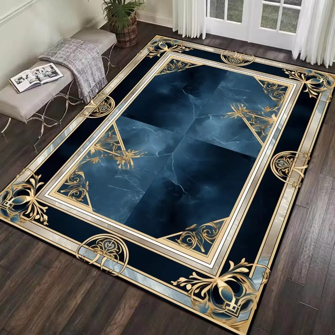 Black Fashion for Living Room Carpets Bedroom Decor Nonsslip Floor