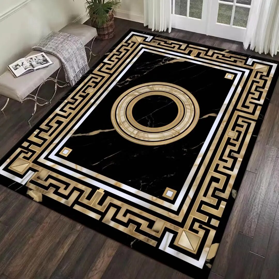 Black Fashion for Living Room Carpets Bedroom Decor Nonsslip Floor