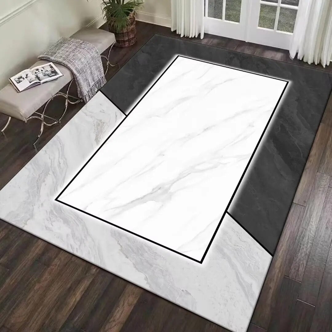 Black Fashion for Living Room Carpets Bedroom Decor Nonsslip Floor